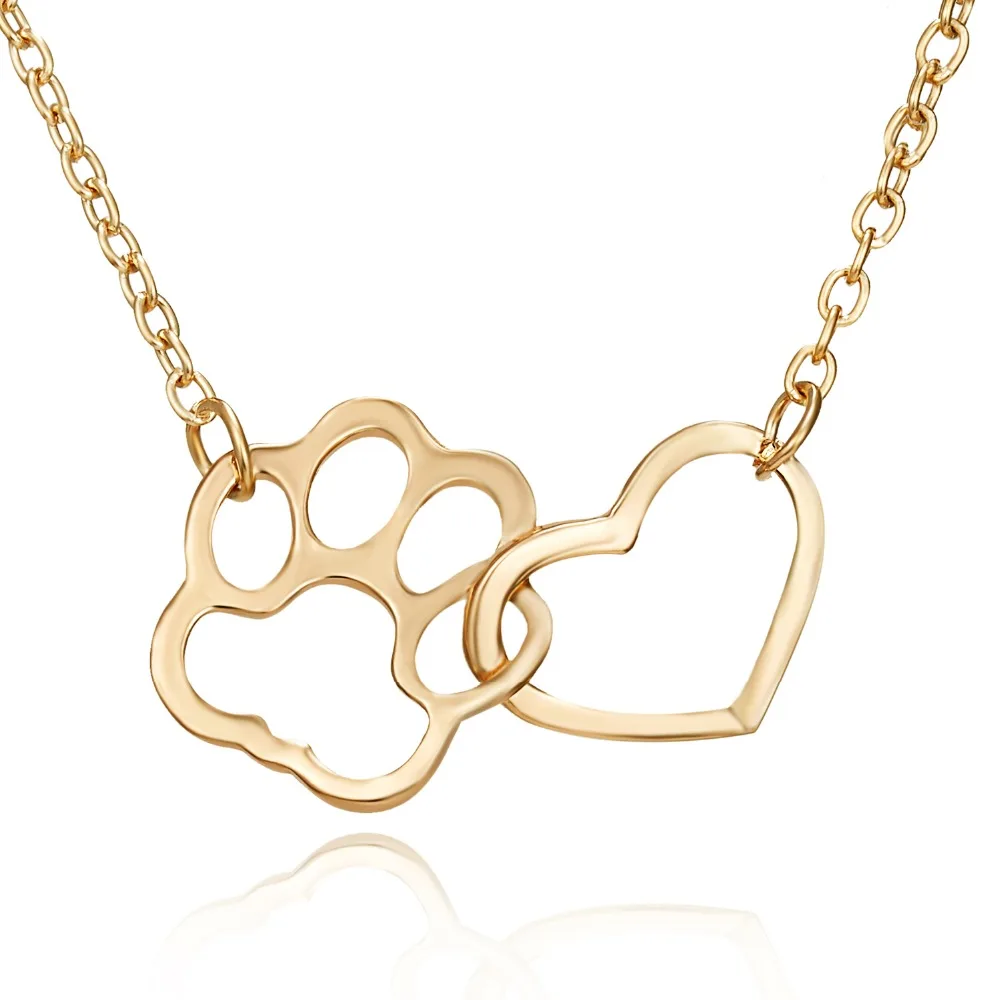 Милый полый Отпечаток Лапы Ожерелье s прекрасный животное собака кошка подвеска «любящее сердце» колье ожерелье для женщин девочек ювелирные изделия подарок