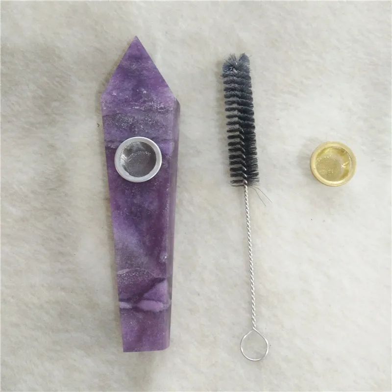 Прямая натуральный фиолетовый флюорит Кристалл кварц курительная трубка табачная труба