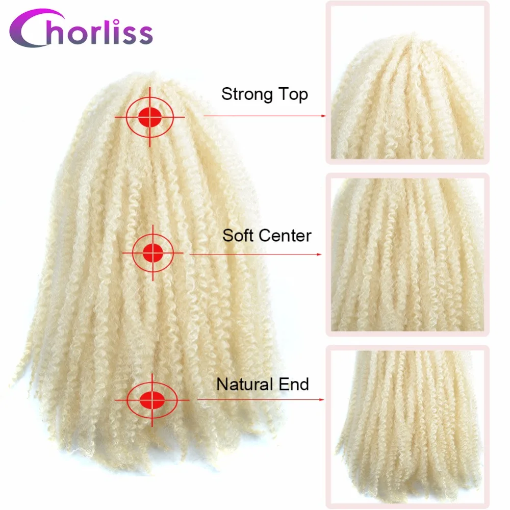 Synthetic Marley Braiding Hair Soft Kinky Twist Crochet Braids Hair 18Inch Pre Stretched Afro Curls Extensions For Women