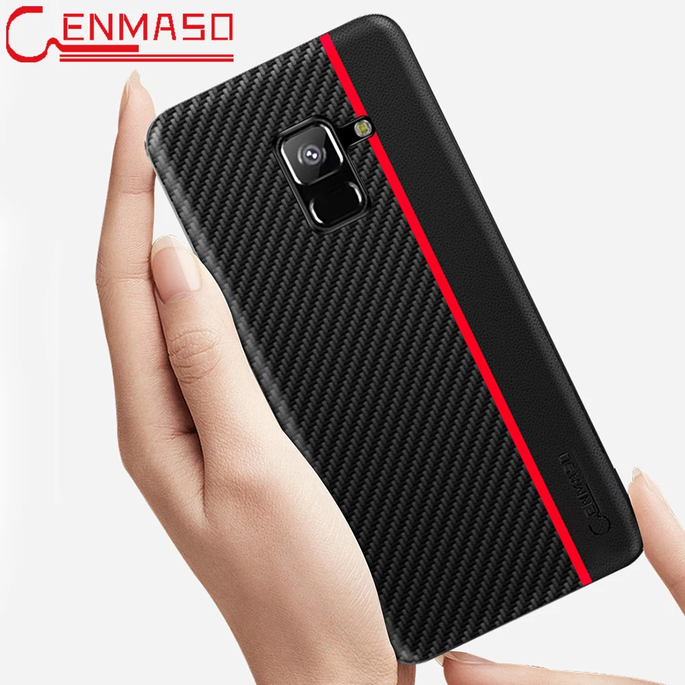 

For Samsung Galaxy A7 2018 Case Carbon Fiber Texture Leather Protection Cover for Samsung A9 A8 Plus 2018 Shockproof Full Case