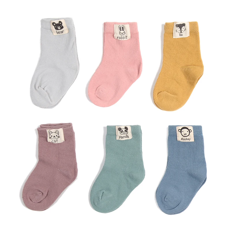 6 Pair/Lot Baby Gril and Boy Short Socks Sets Cute Cartoon Kids Ankle Cotton Sock Toddler Candy Color | Детская одежда и обувь
