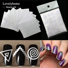 12 Шт. Ногти Наклейка Трафарет Советы Французский Сучки Маникюр Nail Art Наклейки Форма Fringe DIY Sencil 3D Стиль Красота инструменты