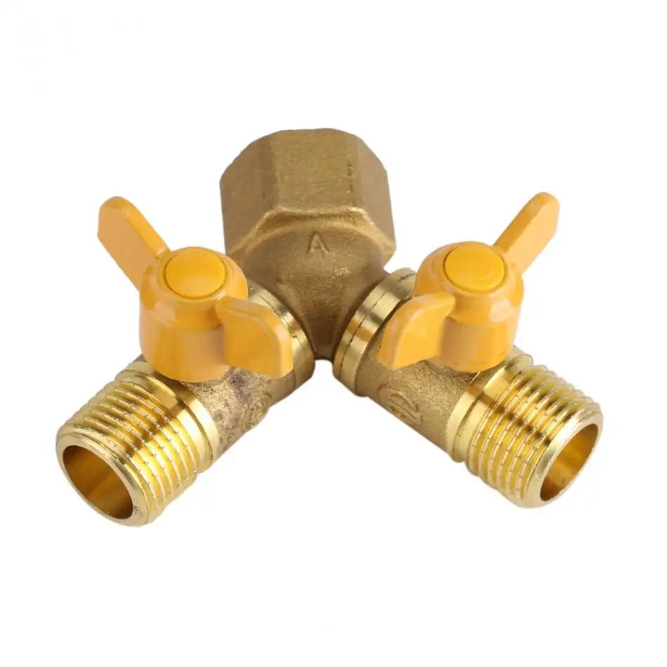

G1/2 Brass Garden Irrigation 2 Way Double Tap Hose Adapter Dual Faucet Connector