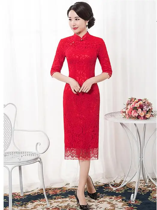 Китайское традиционное платье Для женщин Qipao Для женщин's Кружево модное платье