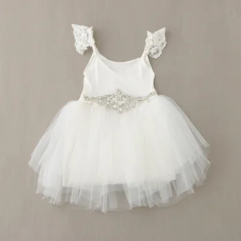 

2016 summer patchwork girl's princess dresses shinny stones belt kids tulle dress party wedding litle girls dresses