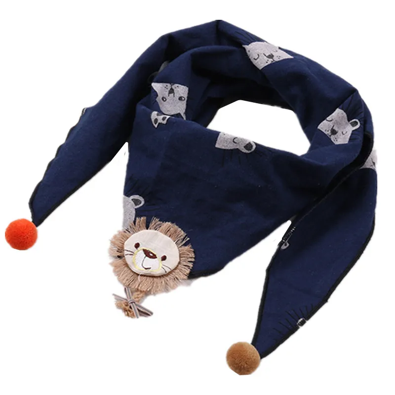 

Children Cartoon Lion Triangle Scarves Autumn Winter Baby Toddler Cotton Linen Scarf Boys Girls Neckerchief Kids Neck Wear Scarf