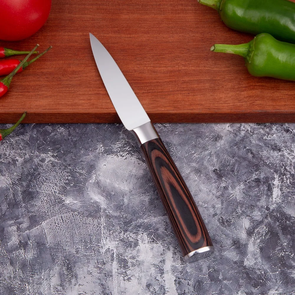Кухня Ножи 4 шт японский набор ножей высокоуглеродистая кованые шеф-повар Santoku Ножи 7CR17 Сталь зеркальная полировка
