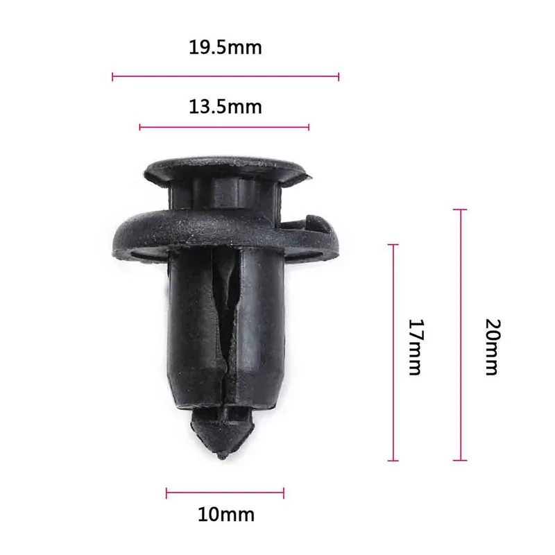 50 шт. пластиковая заклепка, черная пластиковая Автомобильная заклепка, автомобильный зажим, винт для кузова, отделка крепежных деталей для универсальных транспортных средств