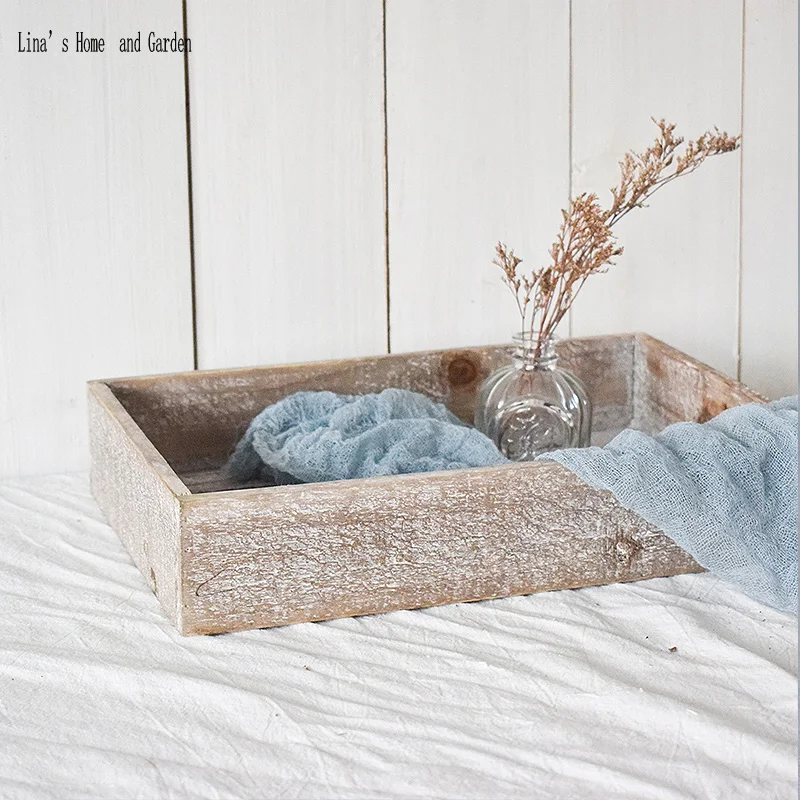 

rectangle handmade rustic distressed wood serving tray