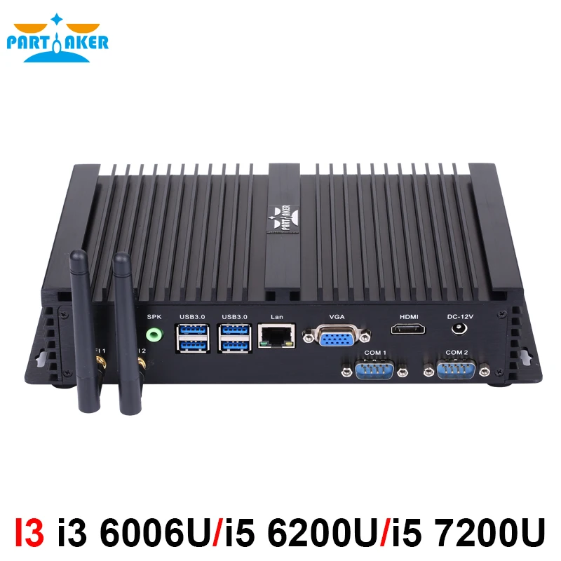 Intel Core i3 6006U i5 6200U i5 7200U Мини ПК Windows 10 Barebone компьютер 2 ГГц 520/620 графика 4 к HTPC minipc HDMI VGA 2 COM