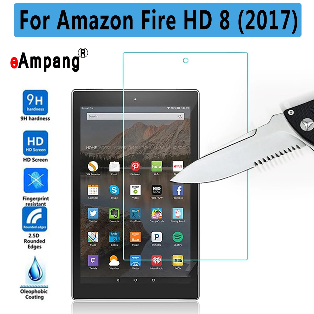 Premium Quality Tempered Glass For Amazon Fire HD 8 2017 Tablet Screen