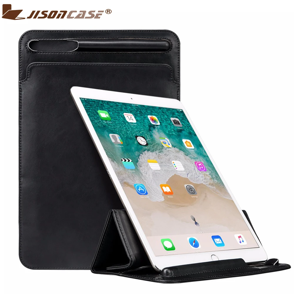Роскошный кожаный чехол Jisoncase для iPad Pro12.9 дюймов защитный с отделением карандашей
