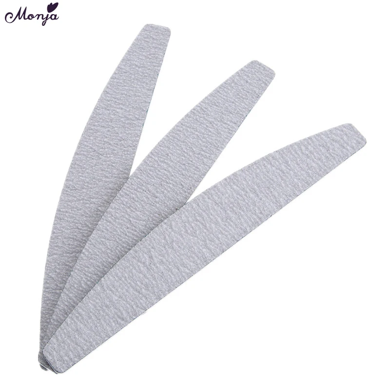 

Monja 3pcs Nail Art Polishing Sanding Buffer Files Set Grey Half Moon Shape Manicure Pedicure Gel Polish Tips Filing Styling Kit