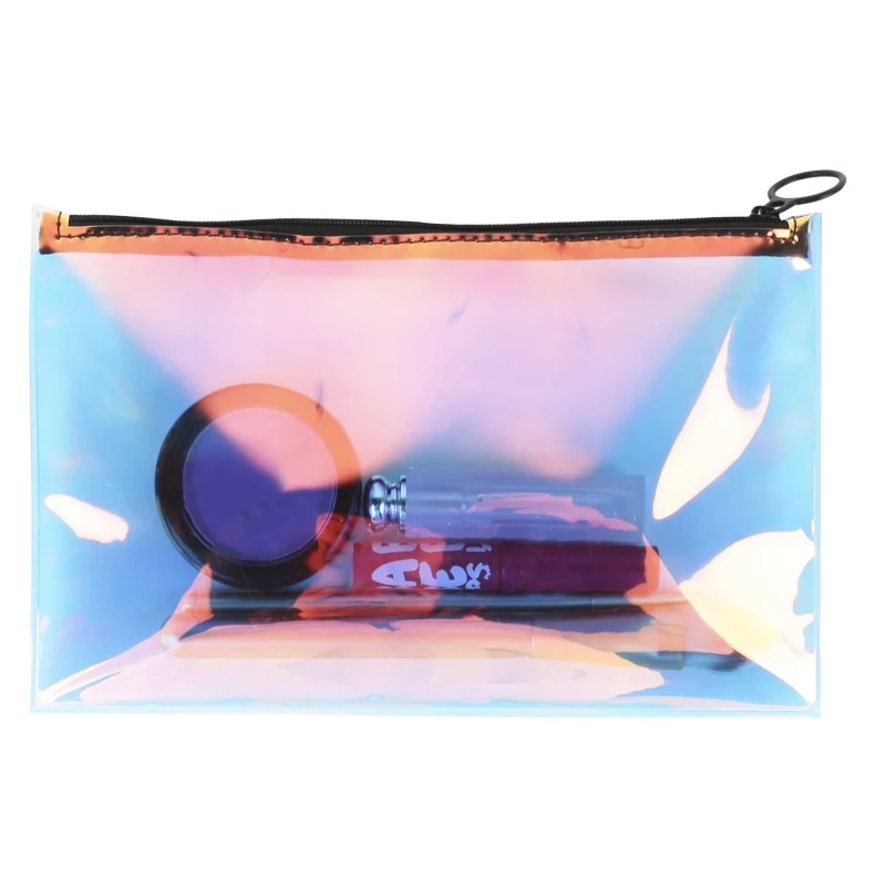 

Laser Hologram Cosmetic Makeup Bag Waterproof Zipper Transparent Colorful Cosmetic Bag
