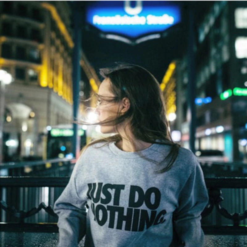 Harjuku Just Do Nothing с надписью sudaderas mujer модная женская Повседневная Толстовка с капюшоном и длинным рукавом, джемпер, пуловер, толстовка, топы, рубашка