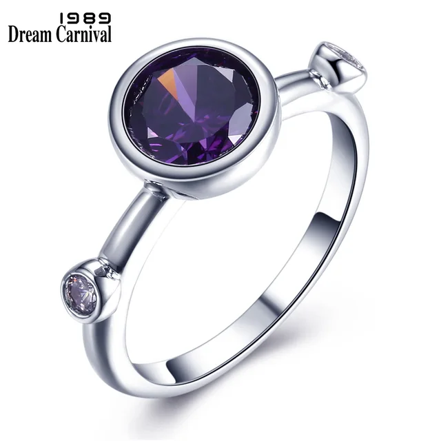 DreamCarnival 1989 Purple Blue Solitaire Ring for Women Wedding Rhodium Fashion DreamCarnival 1989 Purple Blue Solitaire Ring for Women Wedding Rhodium Fashion
