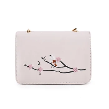 

Fashion simple Women bag Metal chain flower embroidery Women shoulder bag crossbody bag casual trend Women handbags bag