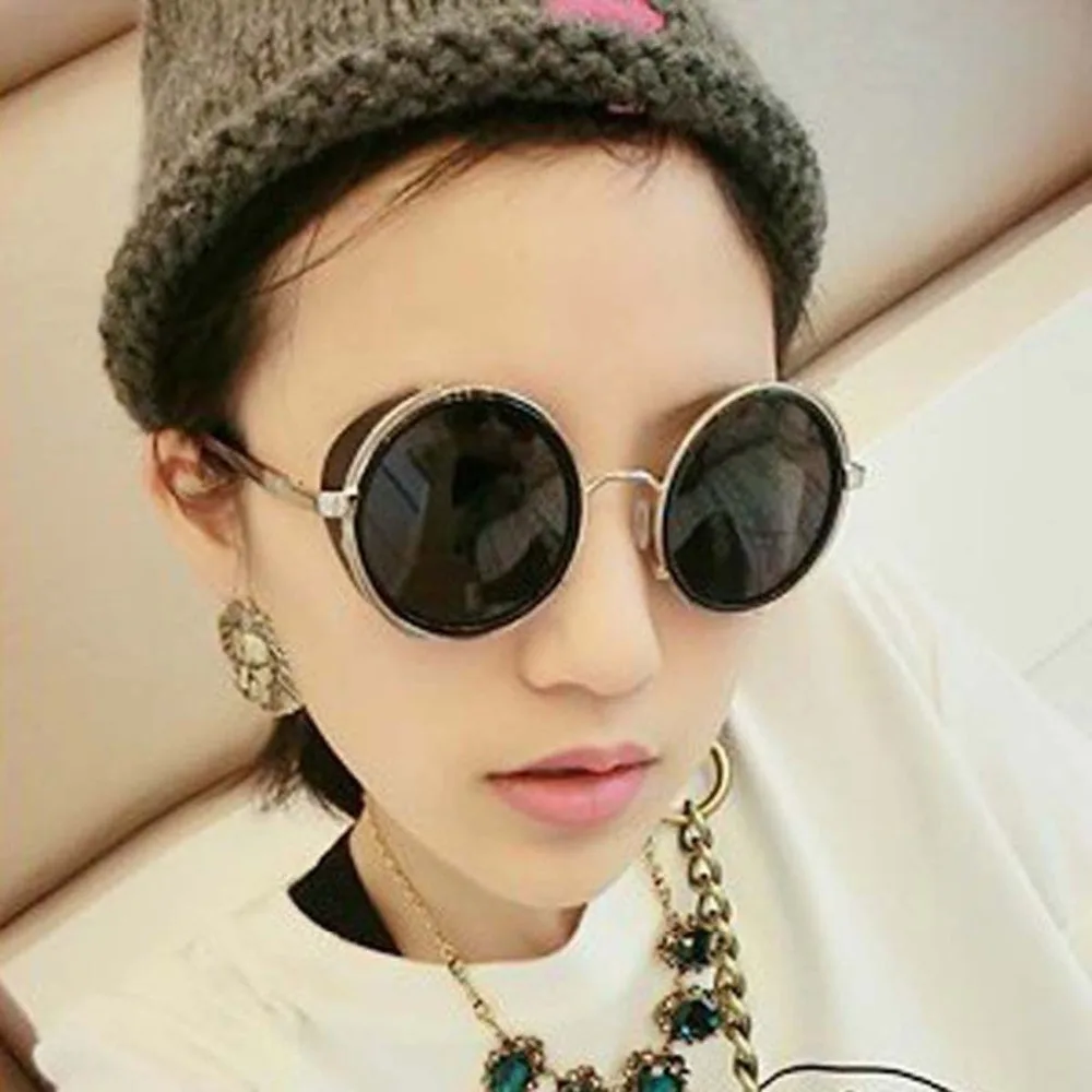 

Fashion Round Steampunk Sunglasses Metal Frame Vintage Sun Glasses Eyewear with UV400 Protection