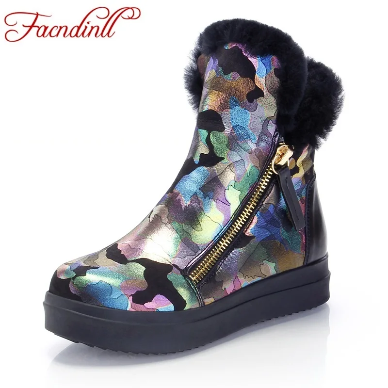 FACNDINLLshearling keep warm fur women snow ankle boots for woman winter platform flat print wool cotton boot casual shoes woman FACNDINLLshearling keep warm fur women snow ankle boots for woman winter platform flat print wool cotton boot casual shoes woman