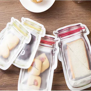 1 шт. бутылка форма прозрачная сумка для хранения пластиковая герметичная мешковатая ручка Self Seal пакет со струнным замком сумка для кухни разное хранение - изображение