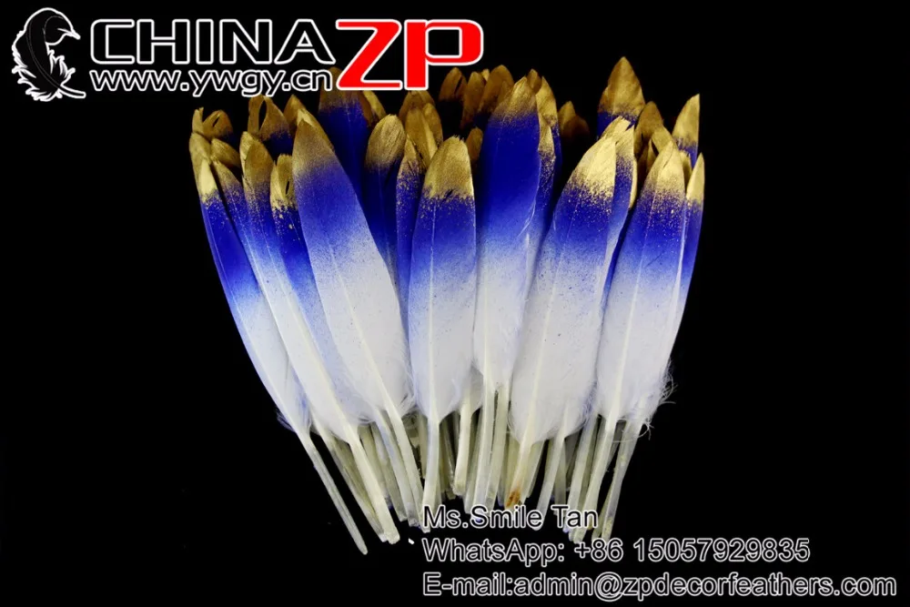 11 Royal Blue Hand Painted Duck Feathers (1)