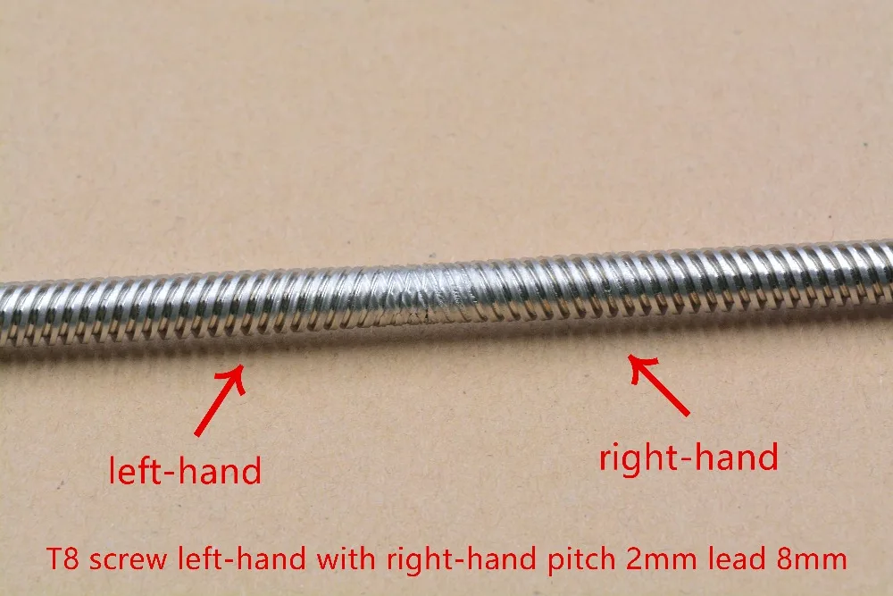 T8 свинцовый винт правая левая длина 1000 мм диаметр 8 мм шаг 2 мм для Reprap 3d принтер Z ось без гайки