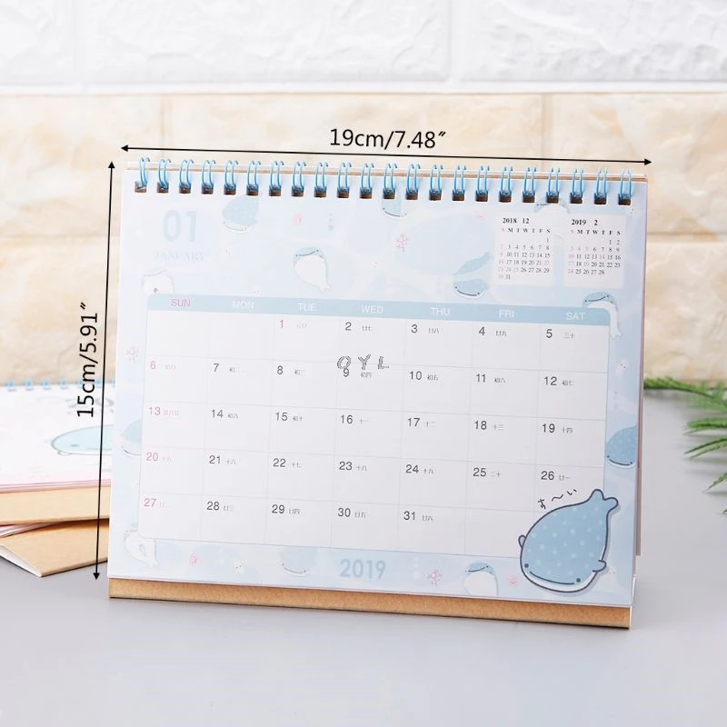 2019 Cartoon Dolphin Desktop Standing Coil Paper Calendar Memo Daily Schedule Table Planner Yearly Agenda Organizer Buy At The Price Of 2 12 In Aliexpress Com Imall Com