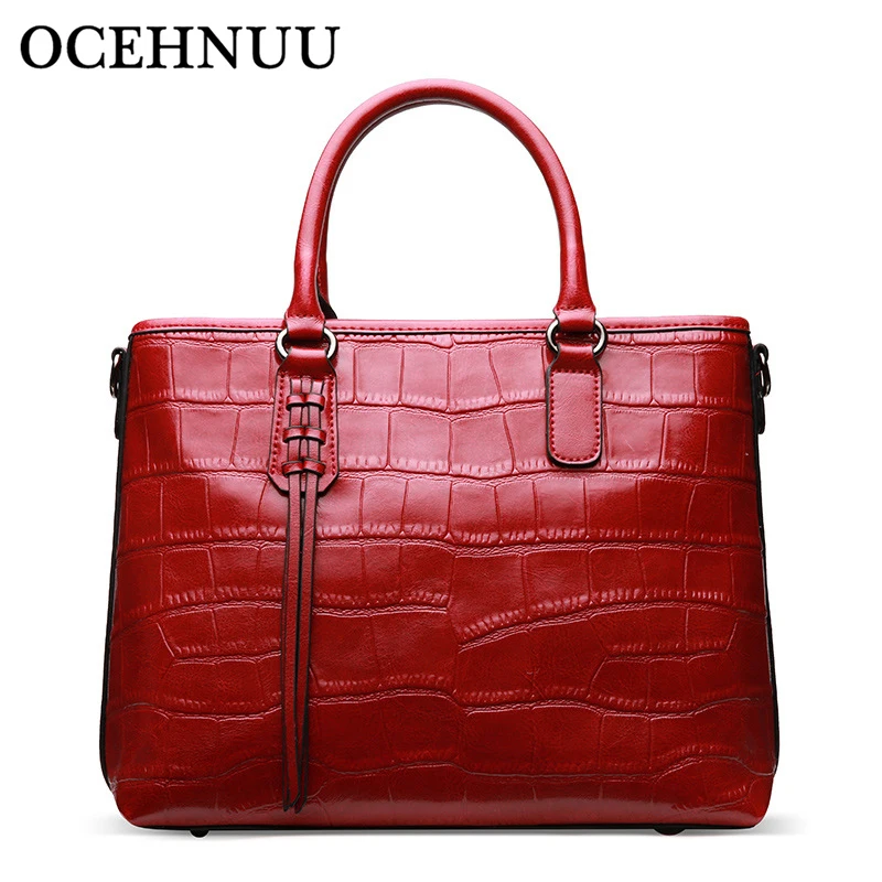 

OCEHNUU New Ladies Handbags Women Fashion Bag Cowhide Genuine Leather Zipper Crossbody Shoulder Bags For Woman 2018 Luxury Brand