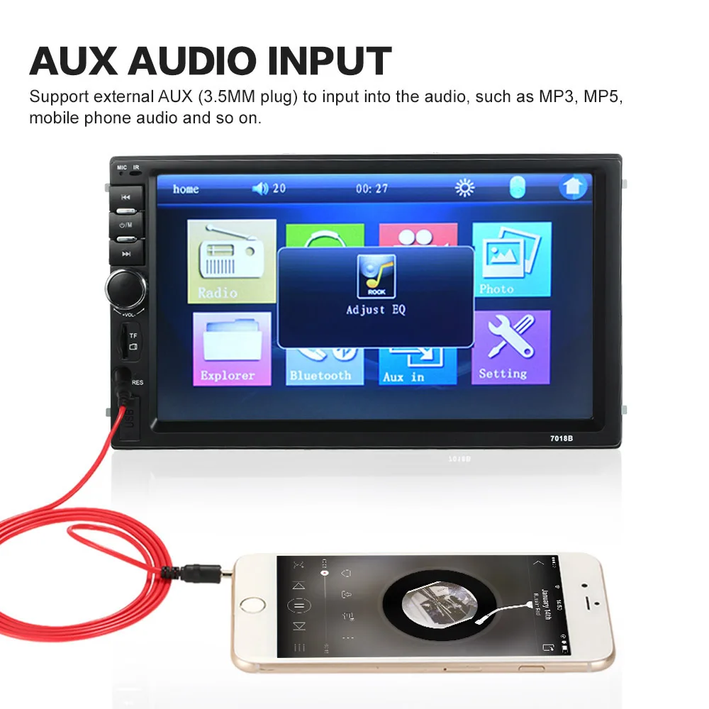 2 Din HD Bluetooth Стерео FM радио MP5/MP4/MP3 USB/TF Aux вход с камерой заднего вида для седан внедорожник 4WD 7 ''Универсальный