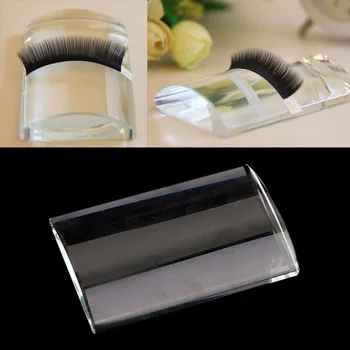 

1 PC 8x5cm Individual U-Shape Eyelash Extension Stand Glass Pad Lash Tray Holder Glue Cup Clear Color