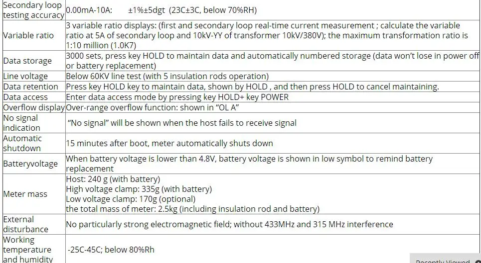 ETCR9500 беспроводной высоковольтный измеритель соотношения трансформатора тока