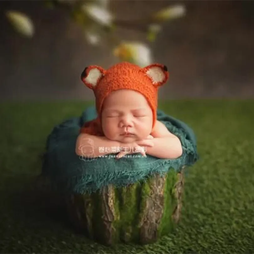 REVIEW TOP SELLER  Knitted Baby Animal Bonnet Crochet Fox Hat Boys Hat Newborn Baby Bonnet Studio Photography Props