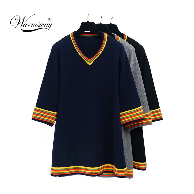 Women Summer Plus Size Knitted Dress Casual Elegant Loose Rainbow Dress Casual dresses Basic Sweater C-114
