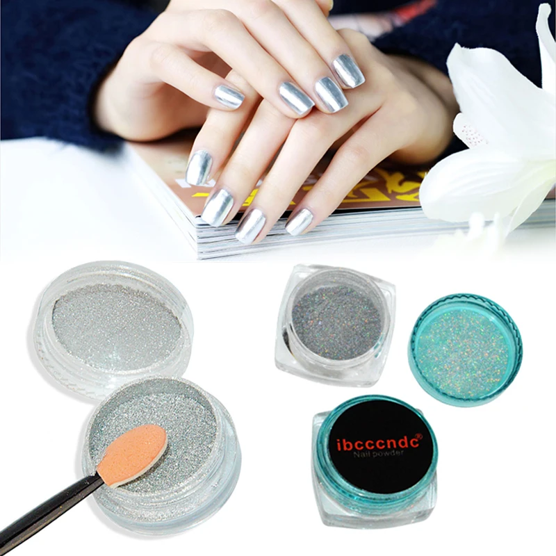 

Manicure Mirror Silver Glitter Powder Metal 3D Nail Chrome Pigment Dust Nails Art Decorations Powder Flash Nail Tool TSLM1