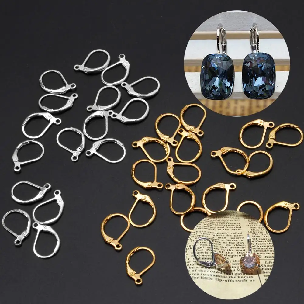 

50Pcs Lever Back DIY Earring French Hooks Ear Wire Open Loop for Jewelry Making