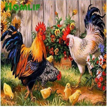 

Diamond Painting Chicken DIY 3D Diamond Embroidery Garden Garden Chicken Family Picture Mosaic Drawings Pokemon Needlework