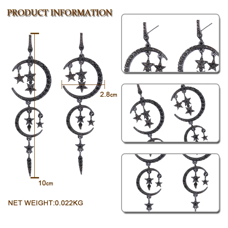 Vedawas, новинка, роскошная полная подвеска Звезда Луна, серьги для женщин, модные массивные серьги-гвоздики, вечерние, аксессуары, подарок xg1206