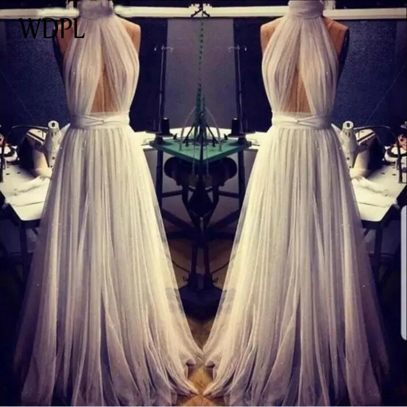 Robe de soiree сексуальные длинные вечерние платья плиссированные abiye gece elbisesi тюлевые вечерние платья белое торжественное платье Холтер abendkleider