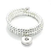 18 мм металлическая кнопка Серебряный эластичный браслет из бусин мульти-повернуть оснастки ювелирные часы для женщин одно направление DIY Ювелирные изделия B337