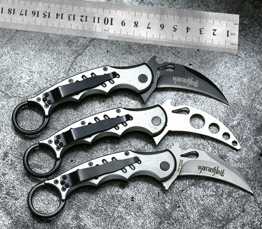 

Latest Karambit Folding Knife 5Cr13 blade AL handle Trainer Training Camping pocket Survival Hunting Tactical Knives EDC Tool