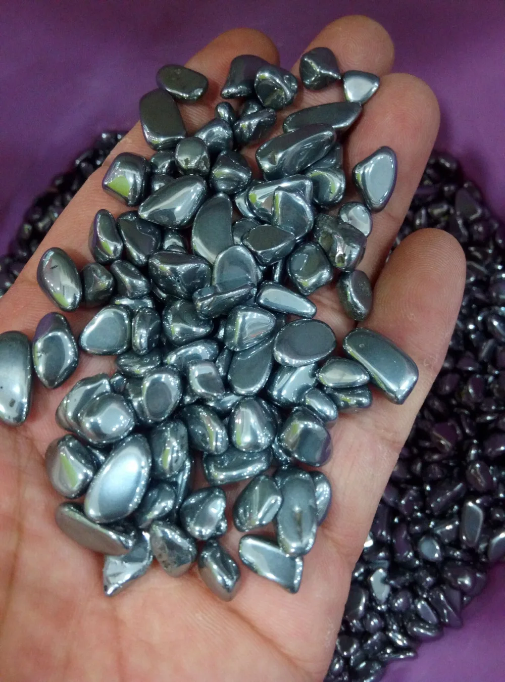 HEMATITE 5 15mm tumbled, 1/2 lb bulk stones silver gray shinyStones