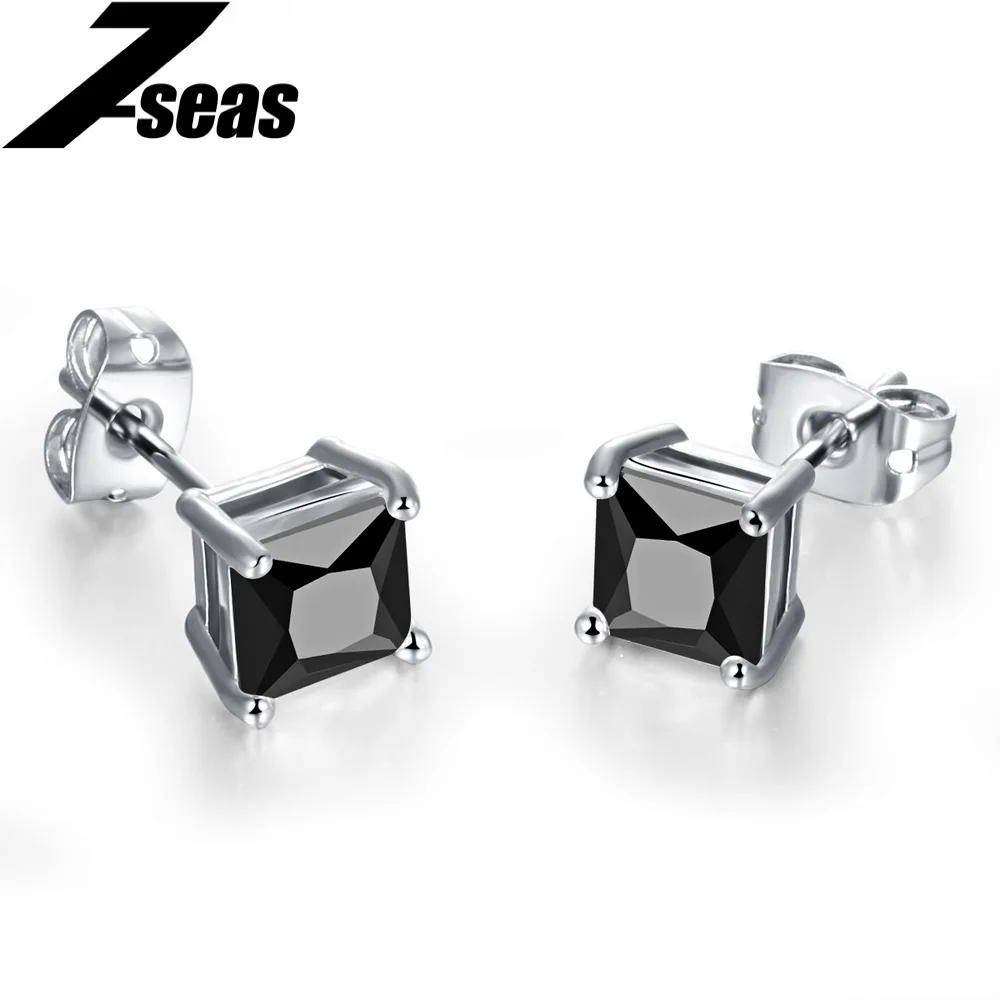 Fashion Cubic Zirconia Stud Earrings For Women And Men Luxury Brand Fashion Cubic Zirconia Stud Earrings For Women And Men Luxury Brand White Gold Color 7mm 8mm Square Shape Wedding Jewelry Jm015b In From