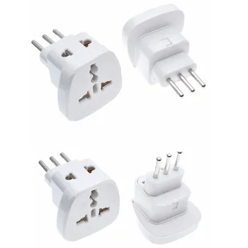 

Lot 5 Italian Uruguay 3 -Pin Type L 2 Way Outlet Travel Adapter convert EU/GE/US/AU/UK AC100~250V 10A With Safety Shutter White