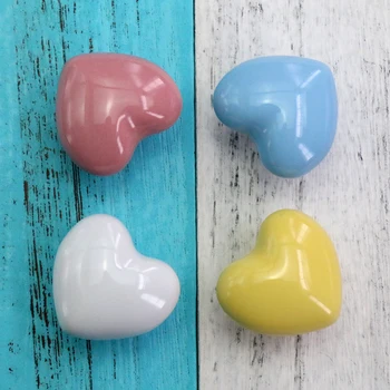 

4x Ceramic Kids Drawer Knobs Porcelian Hardware / Kitchen Cabinet Heart Knobs Dresser Drawer Pulls Knob Handles