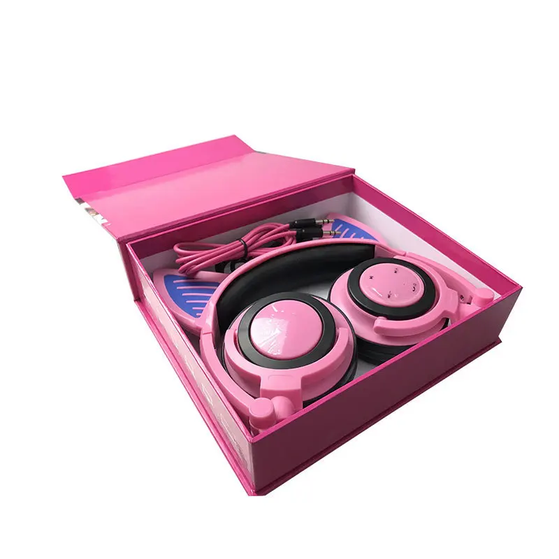 Gift for Children Headphone Wireless Earphones Cat Ear Headset Glowing with LED Light for Xiaomi smart Phone