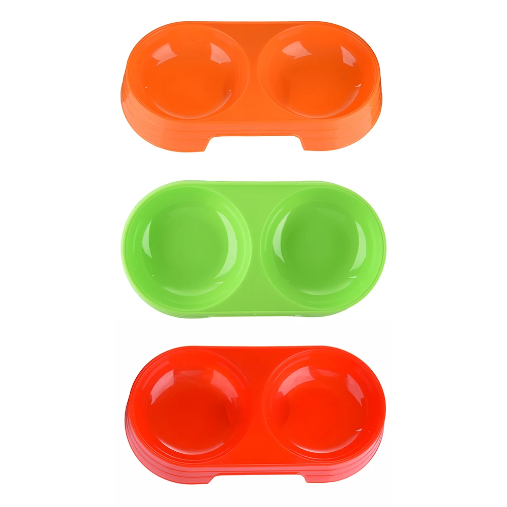 Double Bowl Plastic Pet Bowl Compartment Feeding Bowls for Dogs
