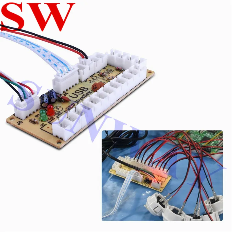 DIY arcade handle kit set with Arcade Joystick + 24mm & 30mm push button spare parts USB cable wires for Arcade Game Machine