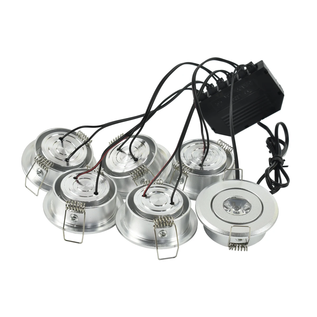 Silver body 1 комплект, мини светодиодный светильник, s шкаф, светильник, Точечный светильник s, теплый белый 3000 K, 1 Вт x 6 шт., 6 Вт, ювелирный светильник, светодиодный светильник, полный комплект - Испускаемый цвет: Silver body