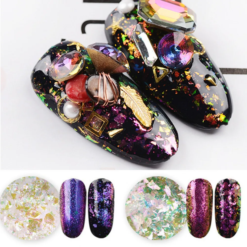 

1 box Chameleon Nail Sequins Glitter Dust Flakes Nail Firework Manicure Magic Effect Nail Art Glitter Powder Cattie Girl