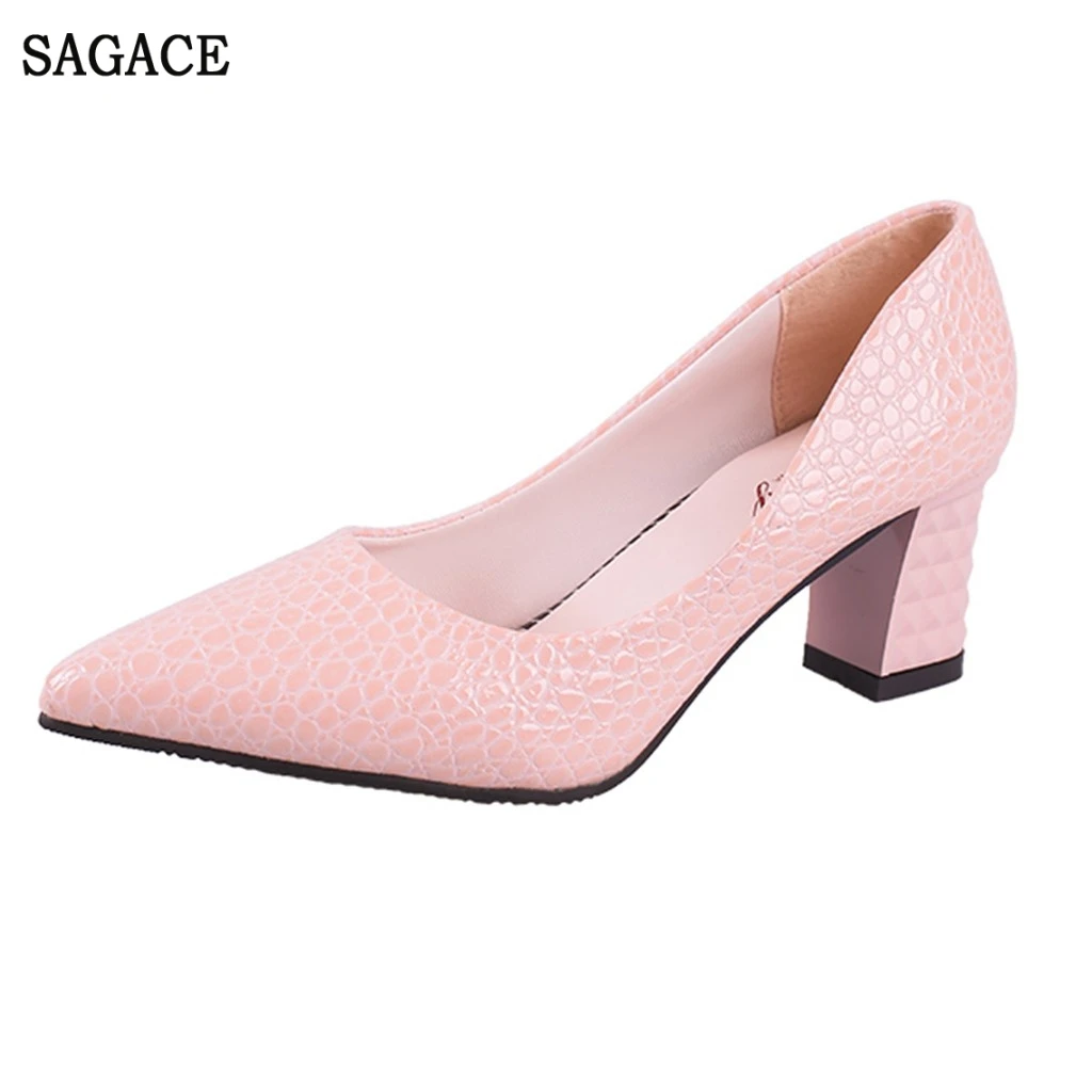 

SAGACE Women Fashion Sexy Solid Party Wedding Thick Sexy Solid High Quality Outsid High Heel Pumps Pointed Toe Single Shoes